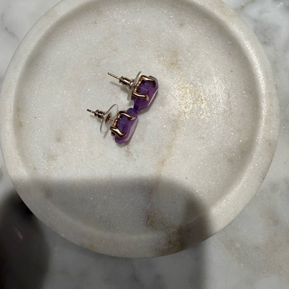 Kendra Scott Purple Stud Earrings in Rose Gold Tone - Picture 3 of 6